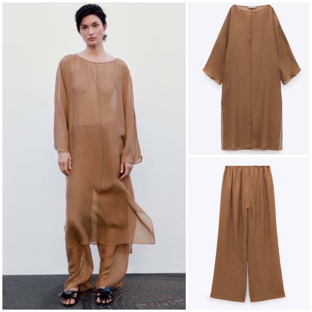 NEW Zara $258 2 Piece 100% Silk Co Ord Outfit Large Limited Edition 3398/128